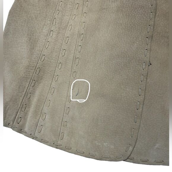 Bebe Genuine  Leather Suede Jacket Button Blazer Coat Collar Tan Cream Neutral - Picture 9 of 11